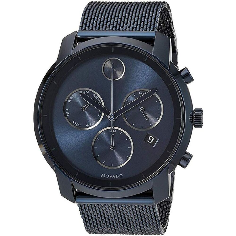 Movado Bold Ink Blue Chronograph Mens Watch